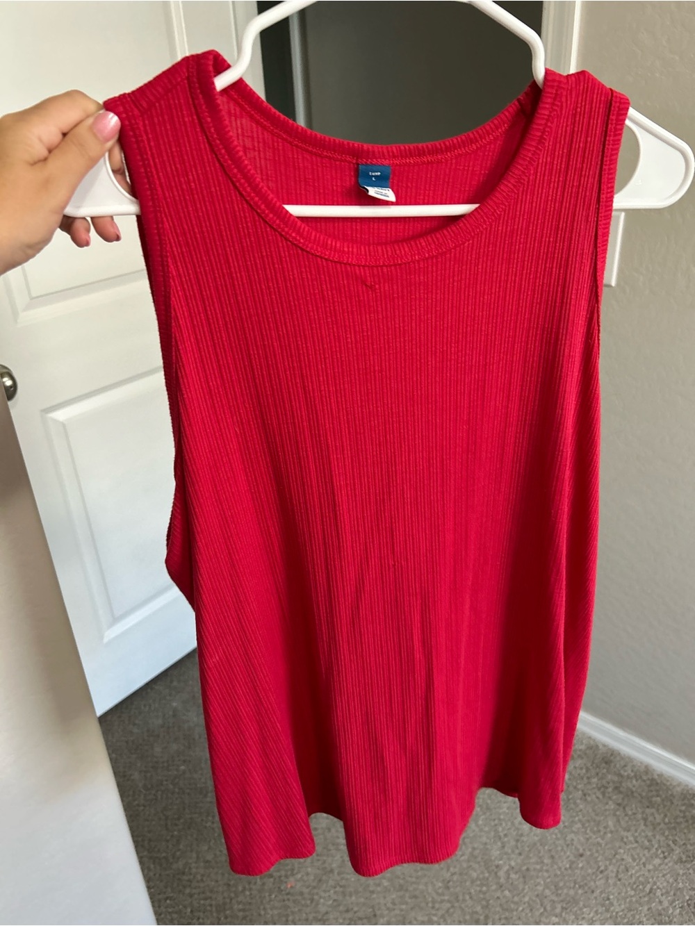 Old Navy Red Ribbed Tank Top - Women’s Scoop Neck